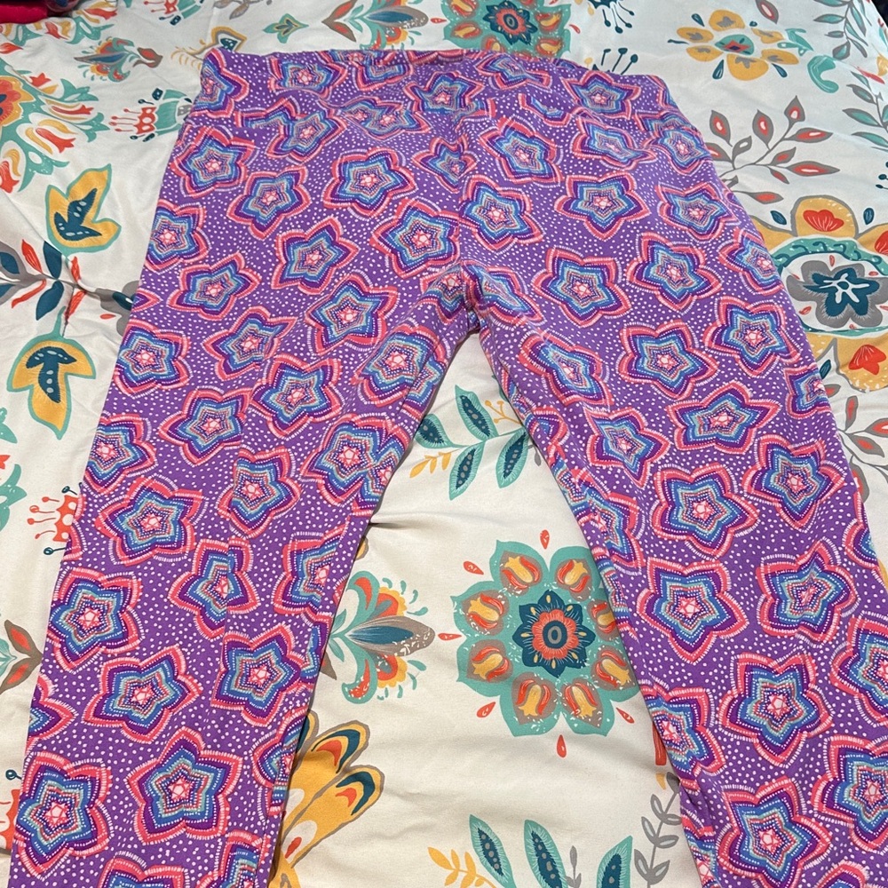 LuLaRoe Purple and Blue Starburst Leggings